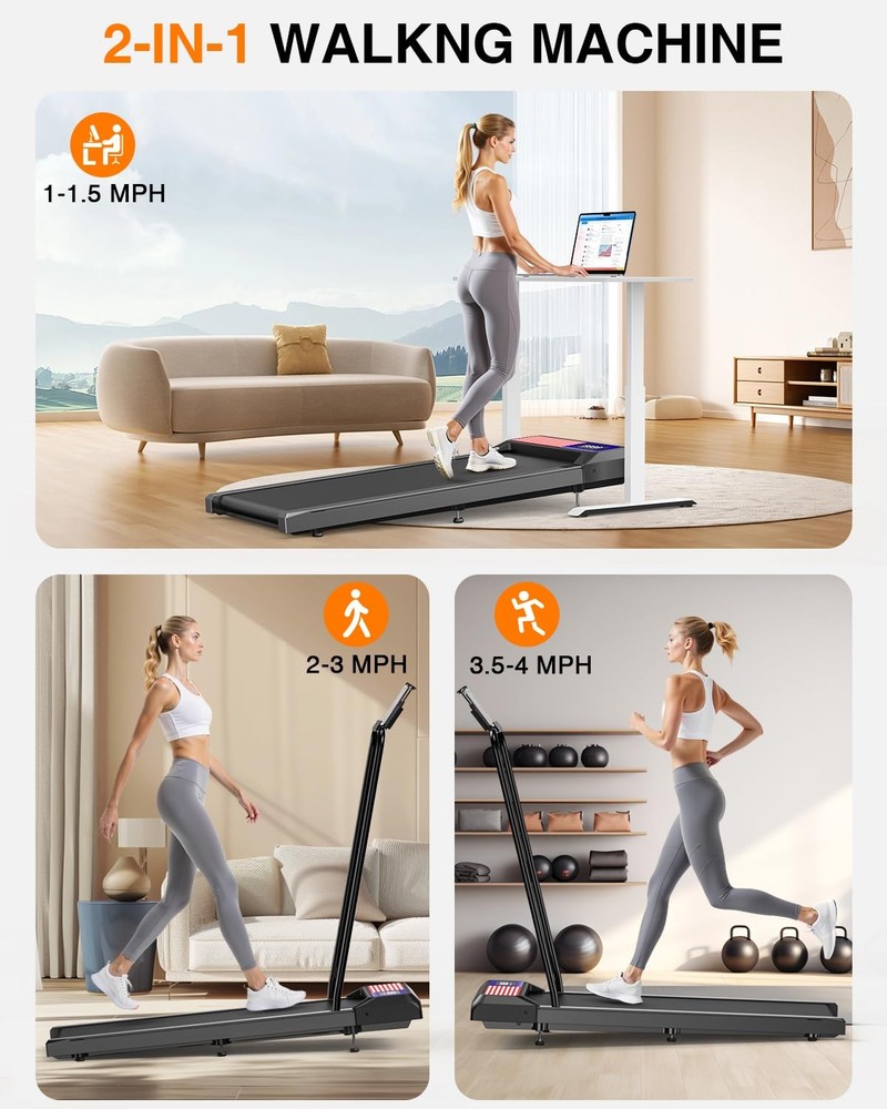 Under Desk Walking Treadmill, 2.5HP, 270Lbs Capacity, APP & Remote Control