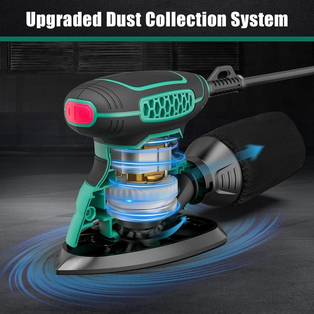 Orbital Sander 3.8Amp 450W, HYCHIKA 6 Variable Speeds Double Handle Palm Random