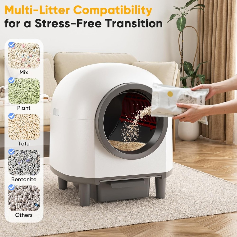 88L Large Smart Automatic Self Cleaing Cat Litter Box with App Control Mat Liner