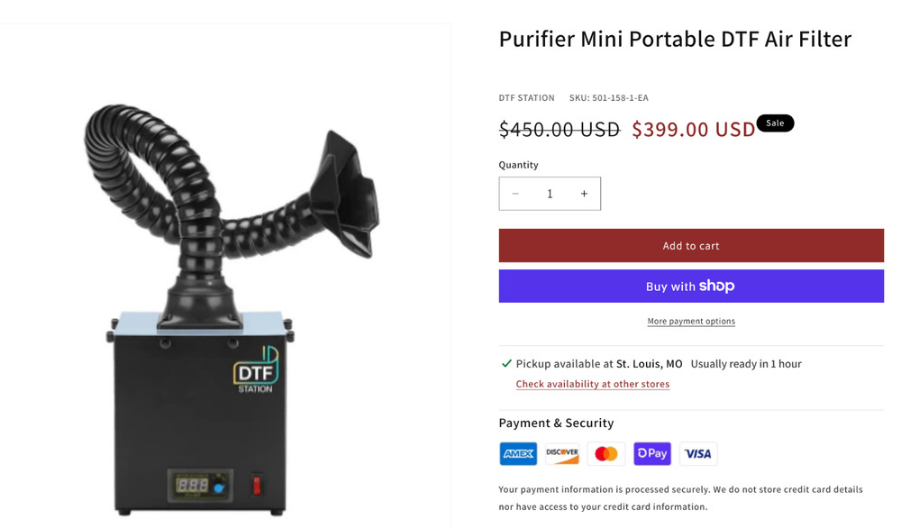 DTF Station Purifier MINI Portable Air Filter
