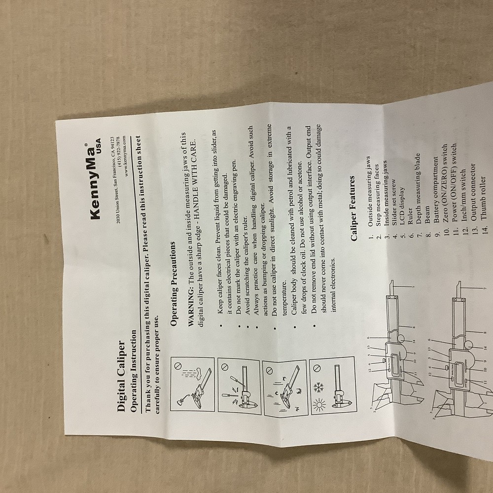 Kenny Ma electric digital caliper model number CS106