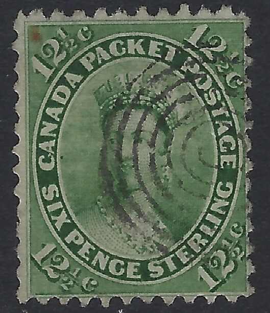 Canada - Scott # 18 - Nice Bullseye Cancel        $150                   (P-665)