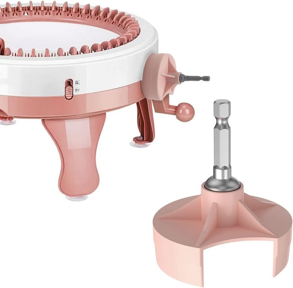 Efficient Pink Knitting Machine Adapter: Quick Crank Handle for DIY Projects