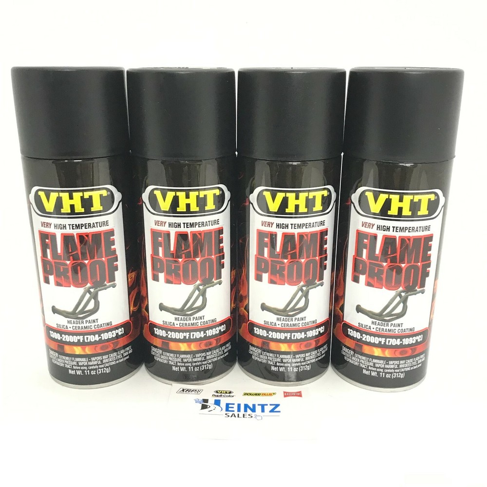 VHT SP102-4 PACK FLAT BLACK High Temperature Flame Proof Header Paint - 11 oz