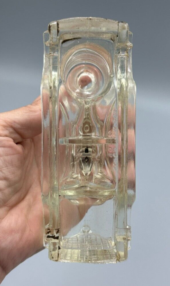1914 FIRE ENGINE Stough Figural Glass CANDY CONTAINER Vintage E&A 223 Tin Wheels