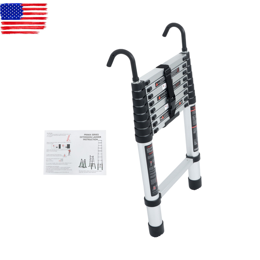 8.5 FT Folding Aluminum Telescoping Ladder Telescopic Multi Purpose 330 Lbs