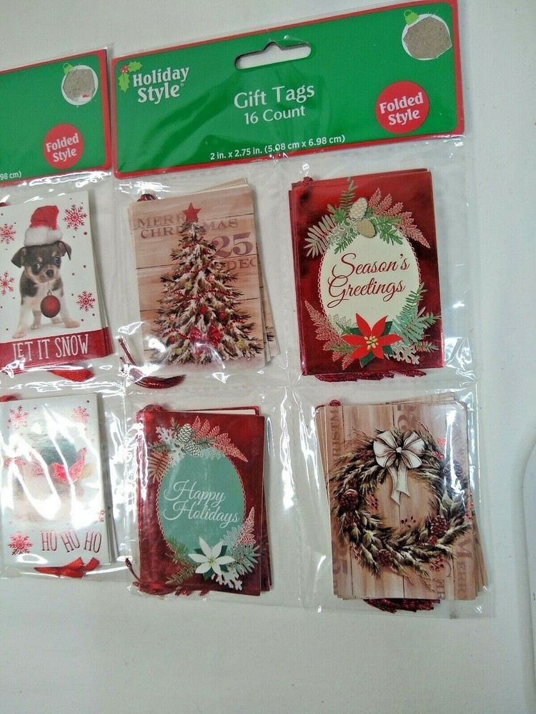 Folded Gift Tags Christmas 16 count Choice Pattern