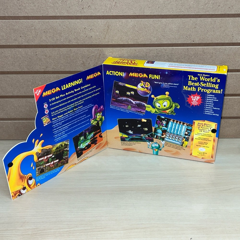Mega Math Blaster 2-CD Set + Activity Book Windows 95 / Mac 1996