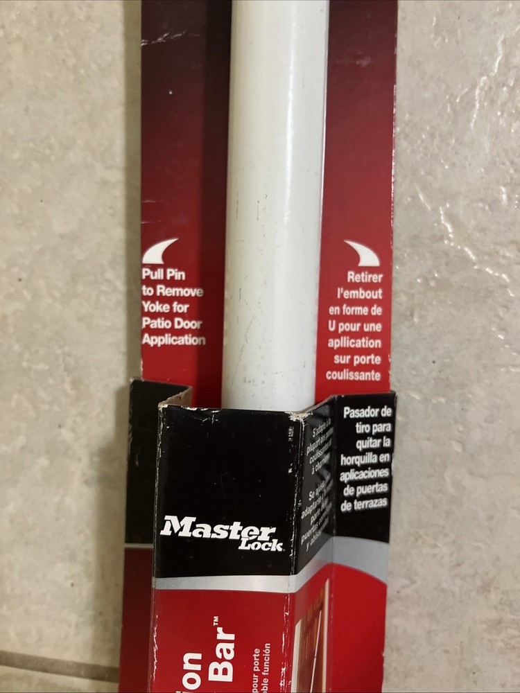 265D Master Lock Adjustable Dual Function Door Security Bar Sliding or Hinged