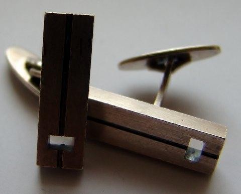 N.E. From Cuff Links in Sterling Silver Modern
