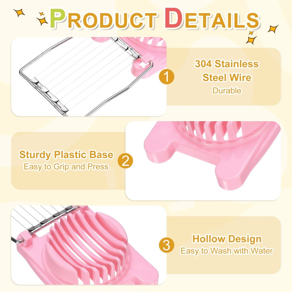 2 Pack Egg Slicer for Hard Boiled Eggs, Pink