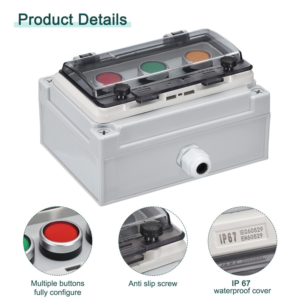 IP67 Push Button Box ABS Green Button Red Button Yellow Button