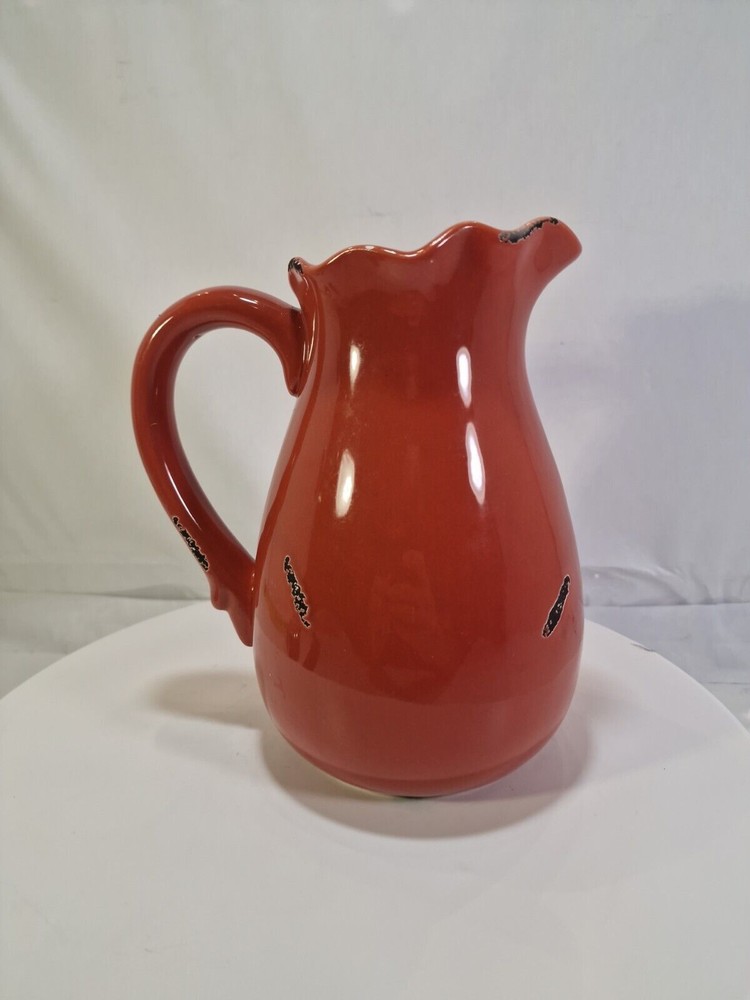 Rare Orange Unique Pitcher leaf design rustic looking, C3