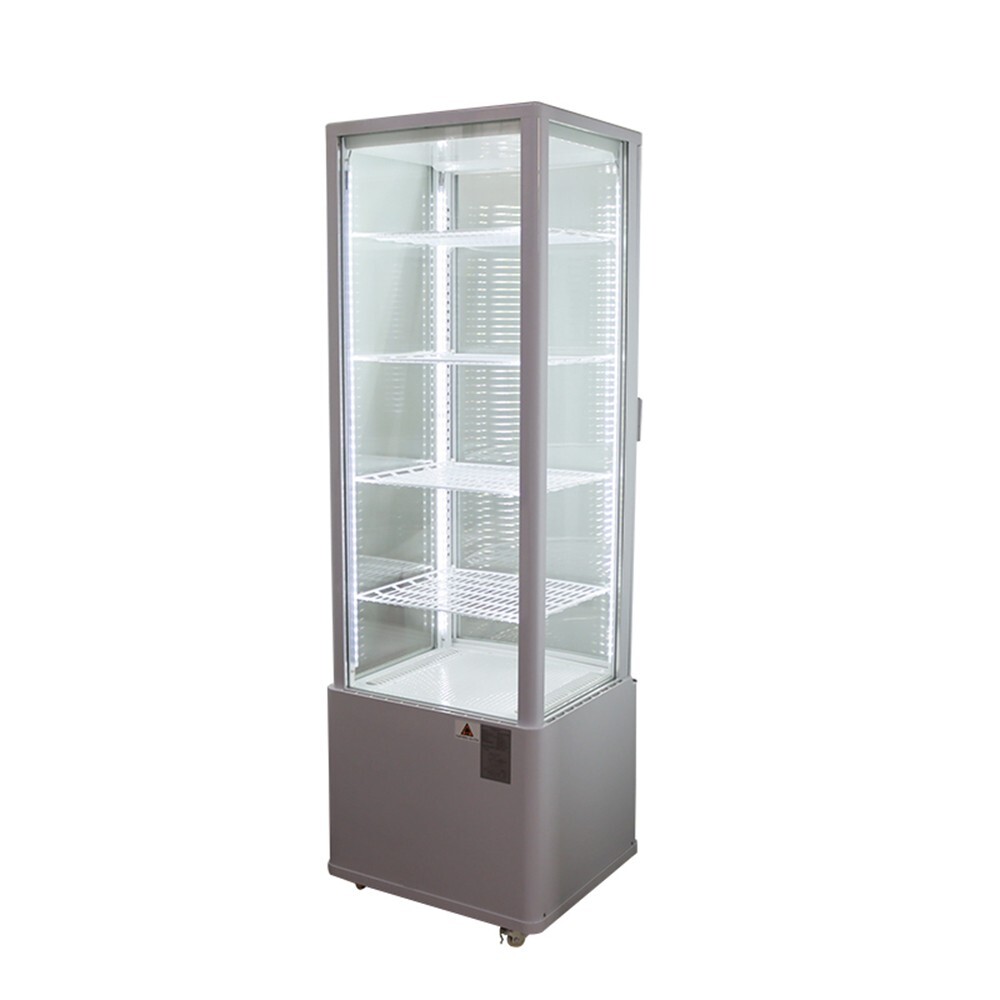 110V 5 Layers Refrigerated Cake Display Vertical LED Lighting Lockable Wheels
