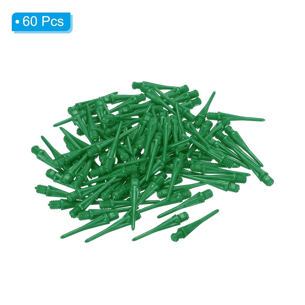 Plastic Dart Tips, 60 Pack 2BA Thread Soft Dart Tips Plastic Tip, Green