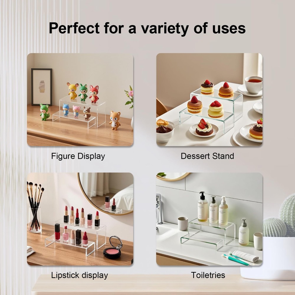 OVNTHYK Acrylic Risers 8 Pcs – Clear Rectangular Display for Perfume clear