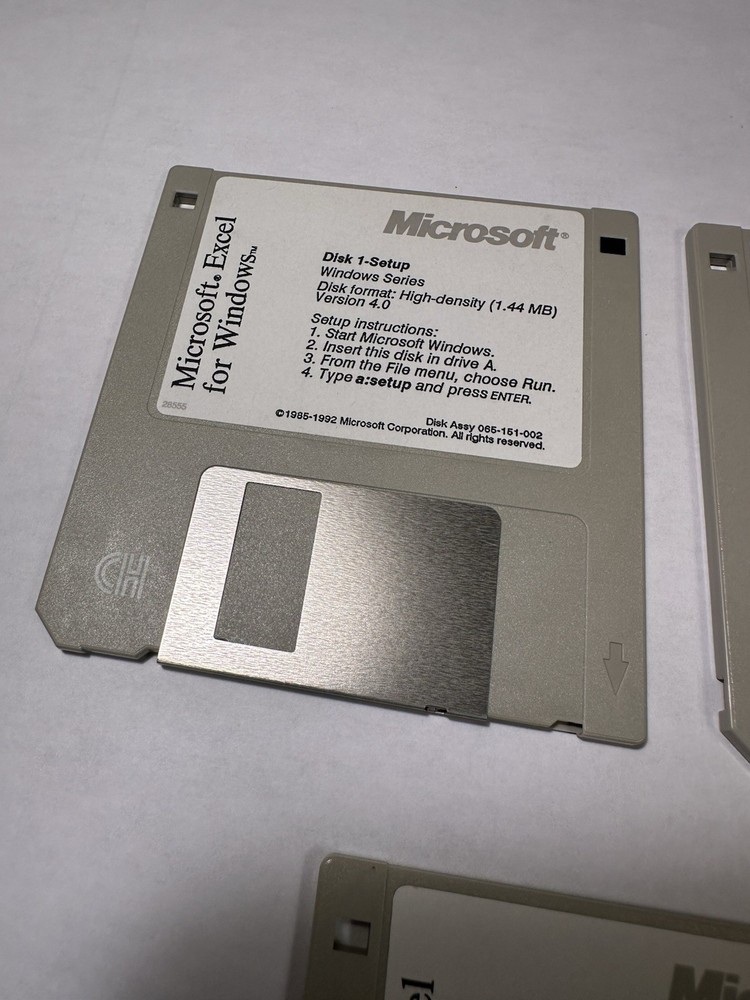 Microsoft Excel For Windows 3.5” Floppy Disc 1-5 1992 Version 4.0
