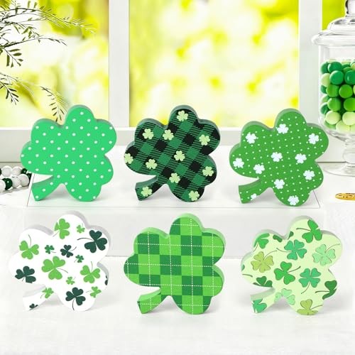 COCHIE St. Patrick's Day Shamrock Decorations, Wooden Saint Patrick Day Pattern