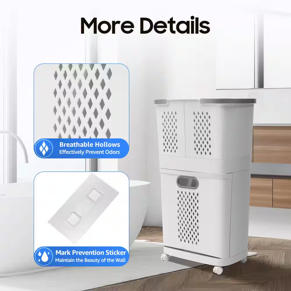 Floor-Standing Movable Household Laundry Hamper Cart