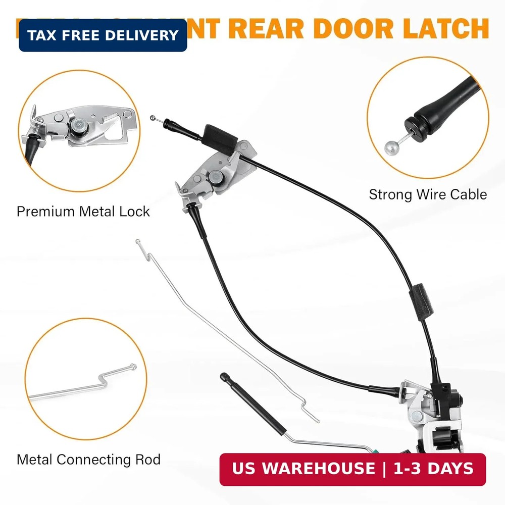 Door Latch Assembly with Cable for 1992-2019 Ford E150 E250 E350 Econoline Van,