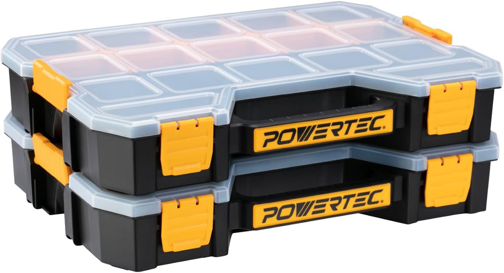 Stackable Tool Box Organizer with Removable Dividers - 17 Compartments, Interloc