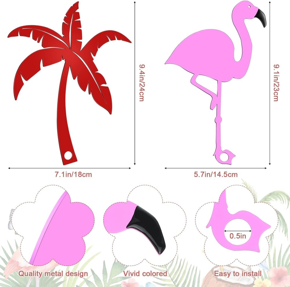 2 Pieces Mailbox Flags Flamingo Coconut Tree Replacement Multicolor