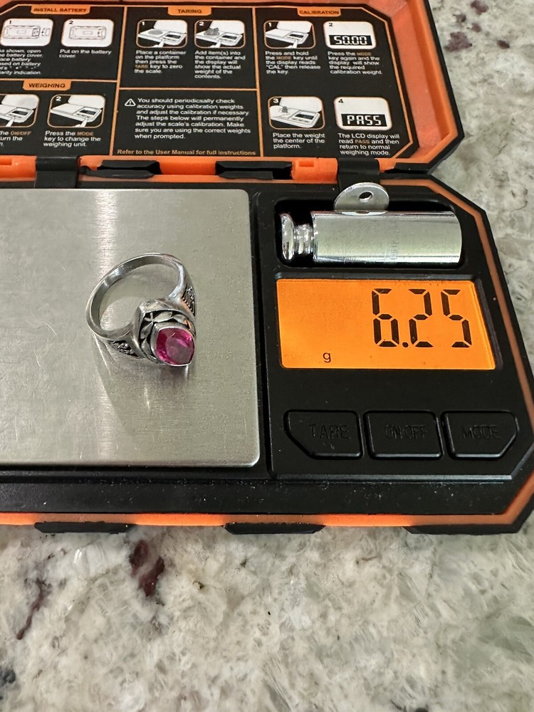 Vtg United Auto Workers UAW 651 25yrs Ruby Service Ring, Size 8.25