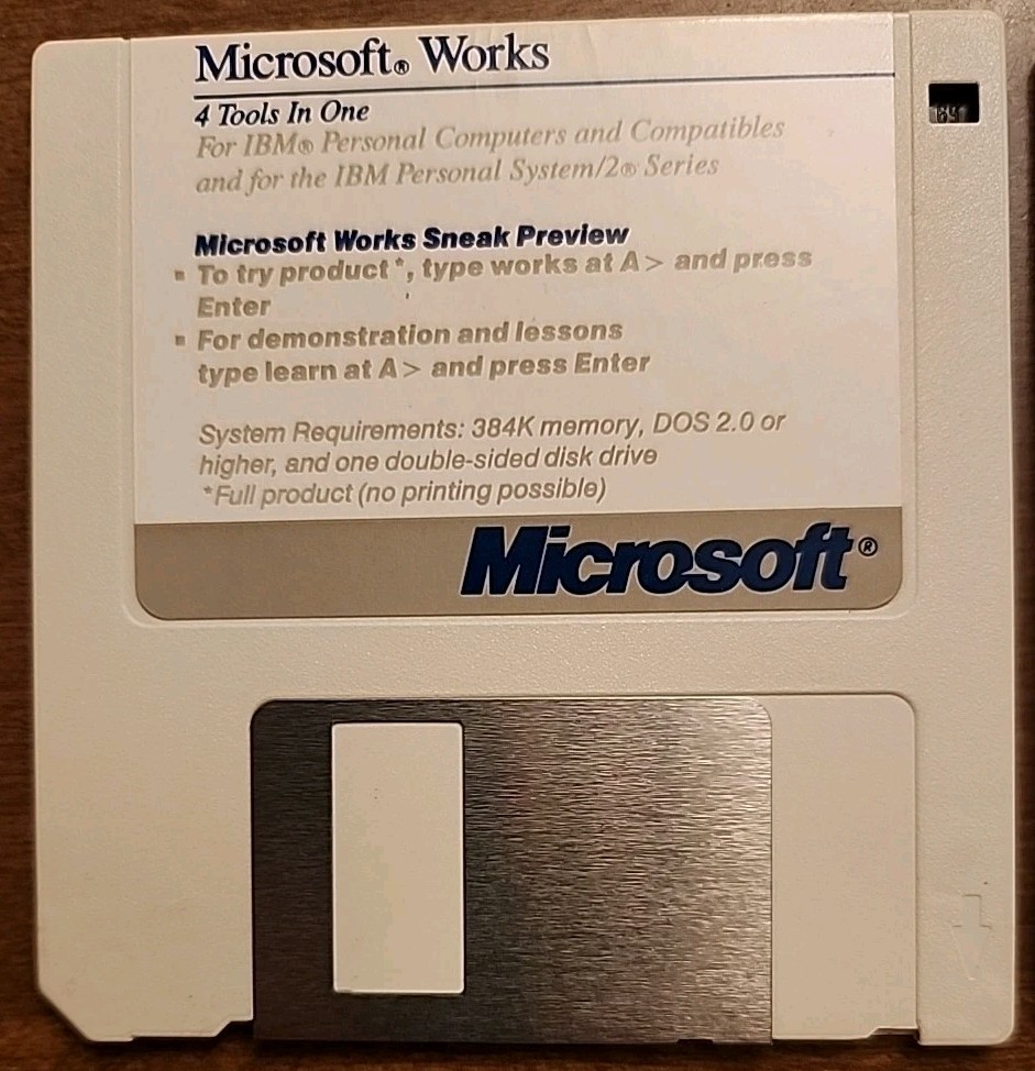 Microsoft Works 4 Tools In One Setup Utilities Help Printer 3.5" Disks IBM DOS