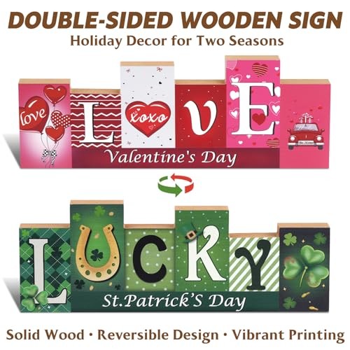 1Pc Reversible Valentine’s Day Decorations & St. Patrick’s Day Decorations for