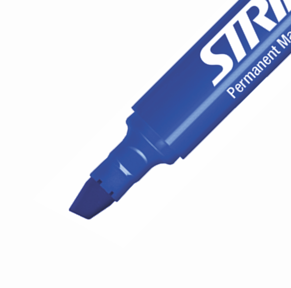 Stride StrideMark Tank Permanent Marker, Broad Chisel Tip, Blue, 12/Pack