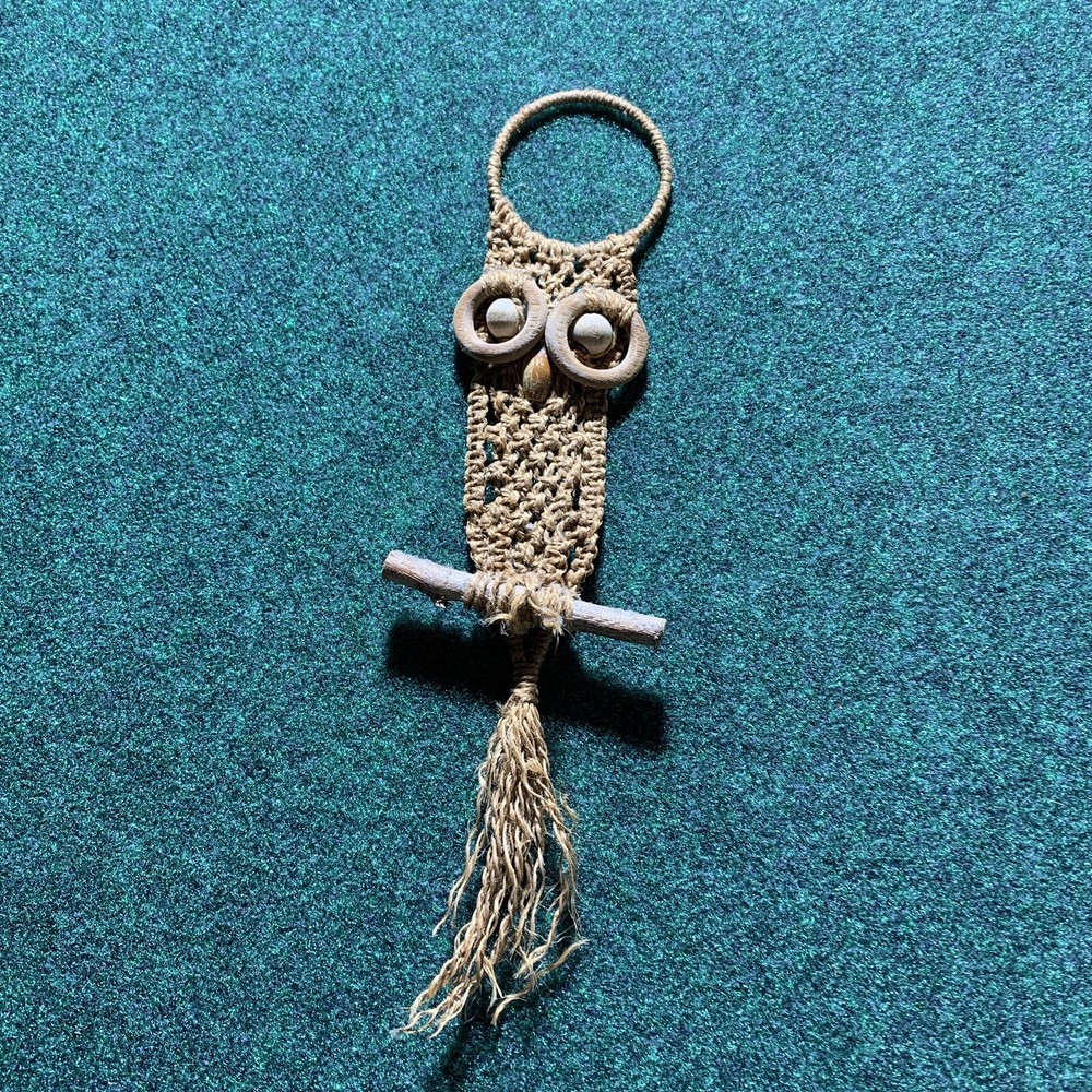 MCM Jute Boho Style Macrame Owl 14” 4”