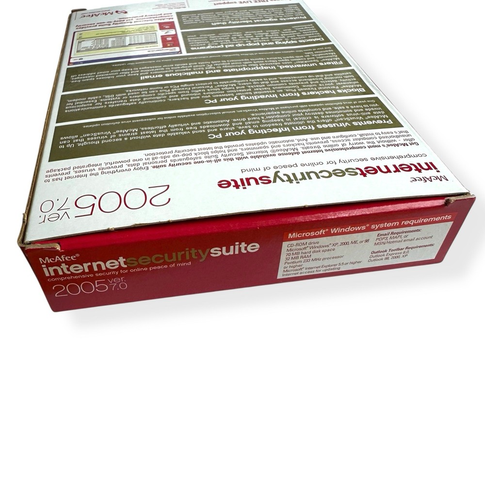 McAfee Internet Security Suite 2005 Version 7.0 - Vintage Software PC Win 98/XP