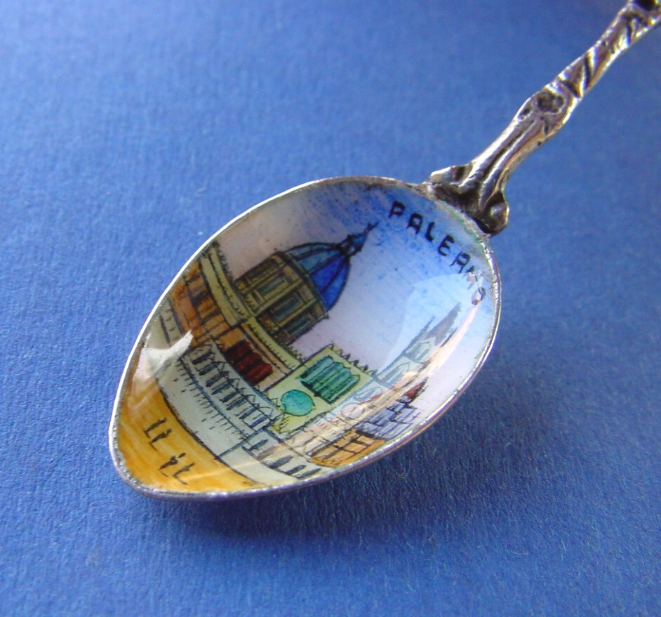 Memory Collectible Spoon, Palermo, 800er Silver, Enamel E674