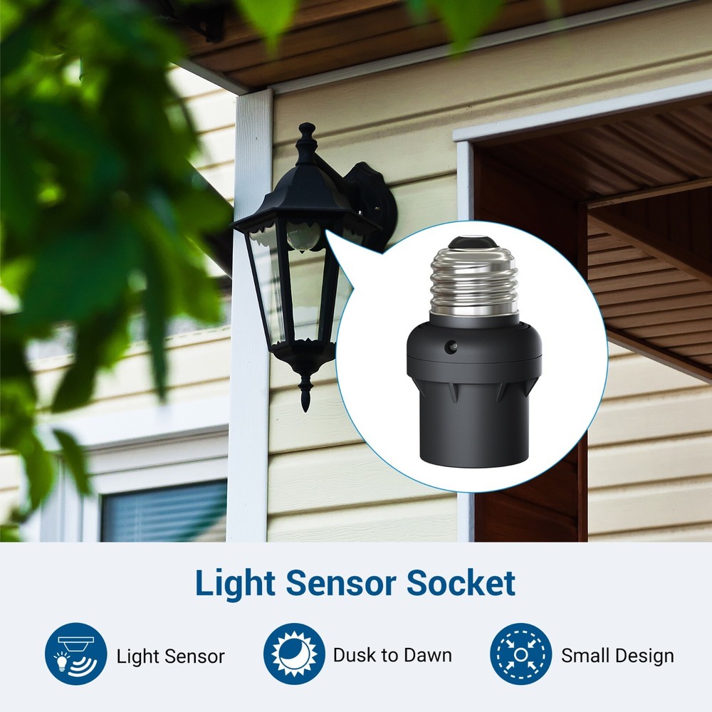 DEWENWILS Light Sensor Socket, Dusk to Dawn Sensor Socket,Light Bulb Socket