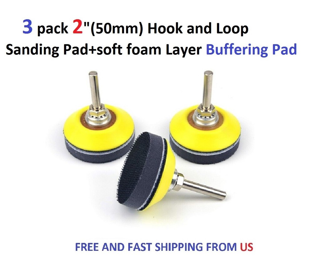 3 pack 2"(50mm) Hook and Loop Sanding Pad+soft foam Layer Buffering Pad