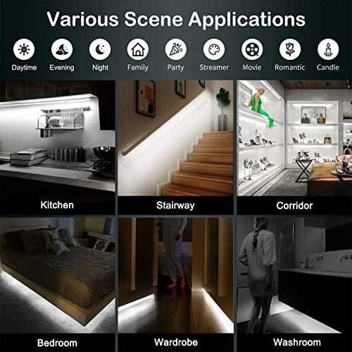 Motion Sensor Lights Indoor Plug-in LED 16.4FT 1 PACK Cold White 16.4ft 1 Pack