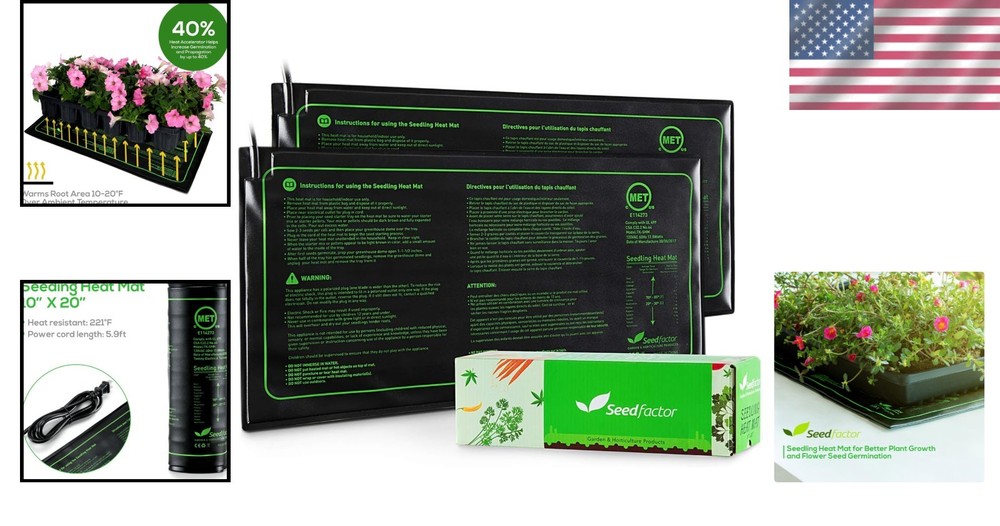 Waterproof 2 Pack Seedling Heat Mat - MET Certified