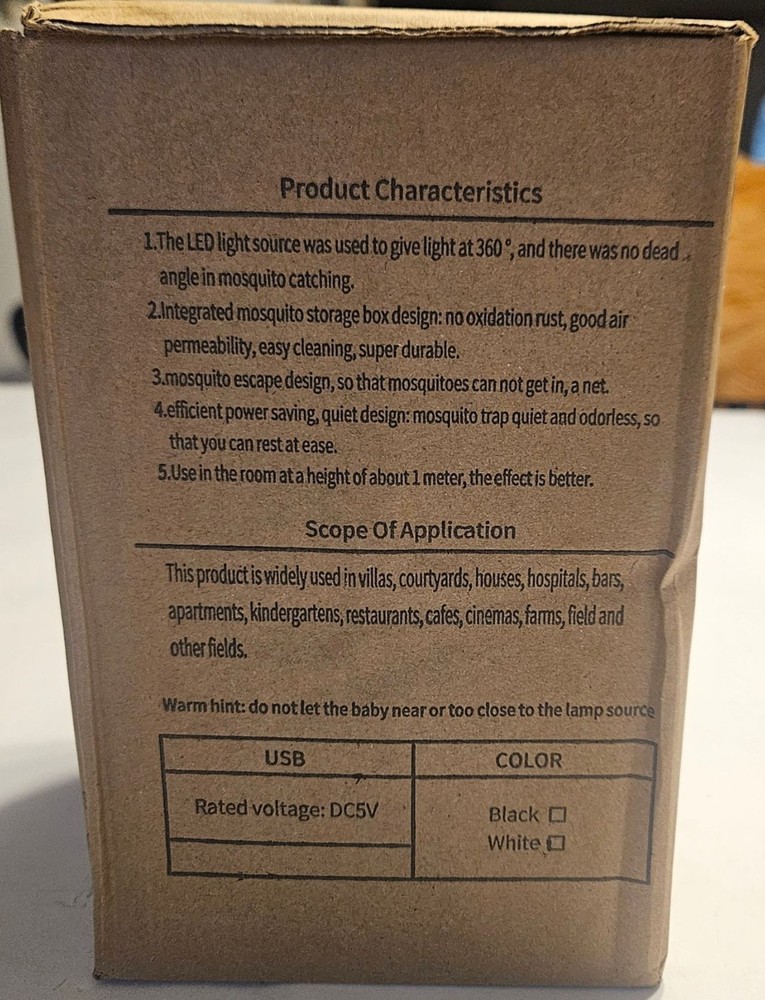 USB-Powered Electric Mosquito Killer Lamp Lightwave Technology Indoor Use White