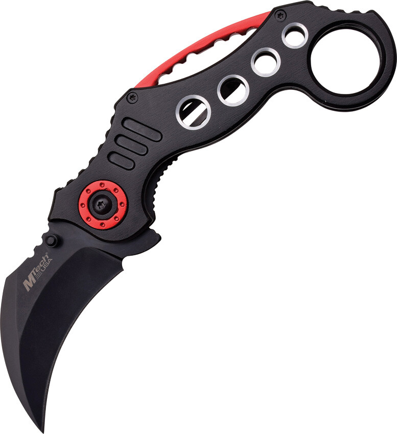 MTECH BLACK RED KARAMBIT CLAW Finger Hole Tactical Folding Knife 529BK