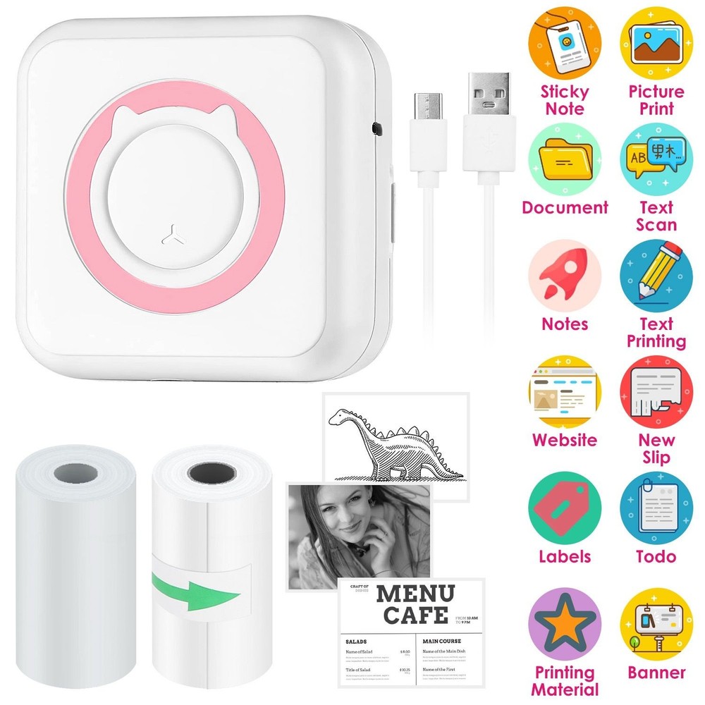 Pocket Wireless Thermal Printer Portable Mini Sticker Maker Machine Rechargeable