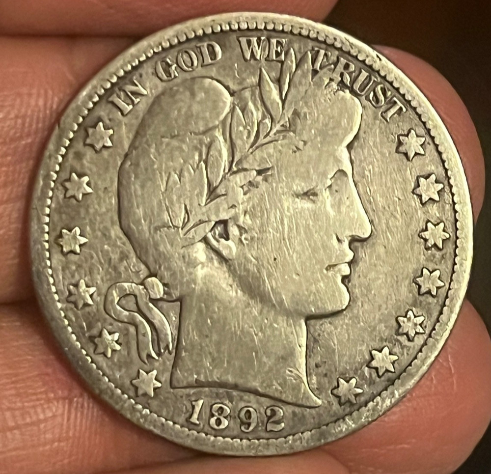1892-s Barber Half dollar VG,  Scarce date