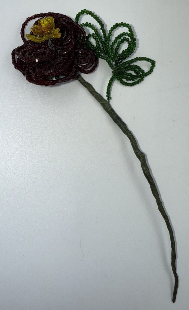French Beaded Flowers Red Blue Deep Red