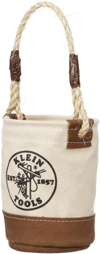 Klein Tools 5104MINI Mini Tool Bucket with Leather-Bottom, Nuts & Bolt Tool Bag