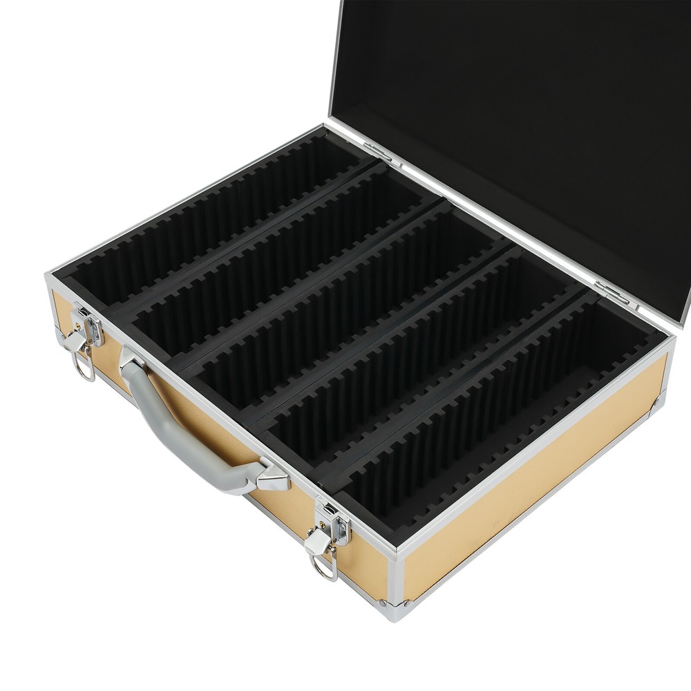 Aluminum Display Box Lockable 100 Silver Dollar Coins Holders Storage Case+2Keys