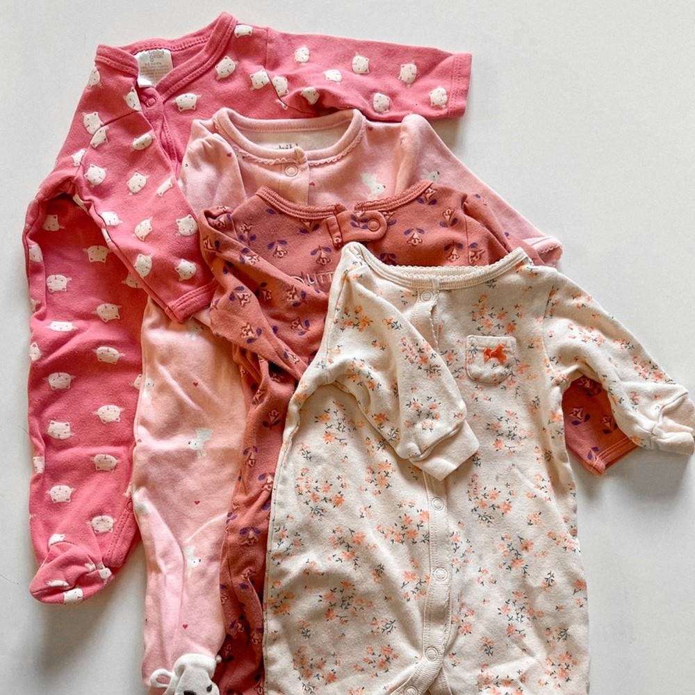 Carter's Assorted Pink Footies Set - 0/3 Months