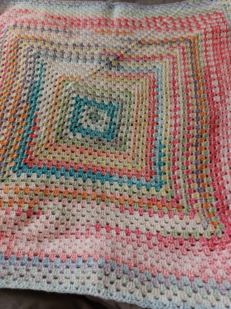 Hand Crocheted Baby Blanket Mixed Coloured