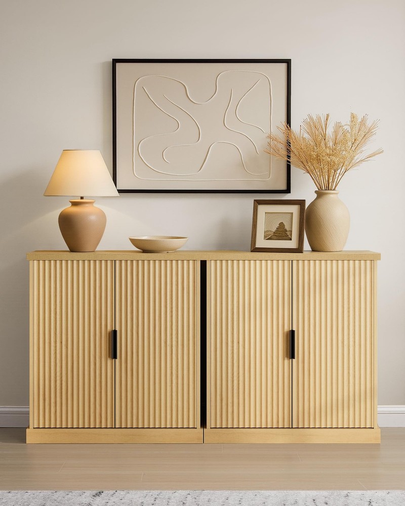 MAXE Collection - Buffet Cabinet, Fluted Console Cabinet, Sideboard with Adju...