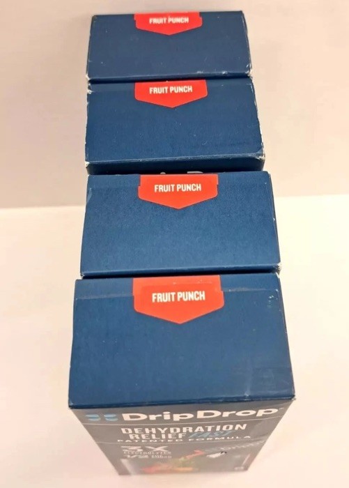Drip Drop Electrolyte Drink Packets Fruit Punch 4 boxes x 8 packets 32 Total