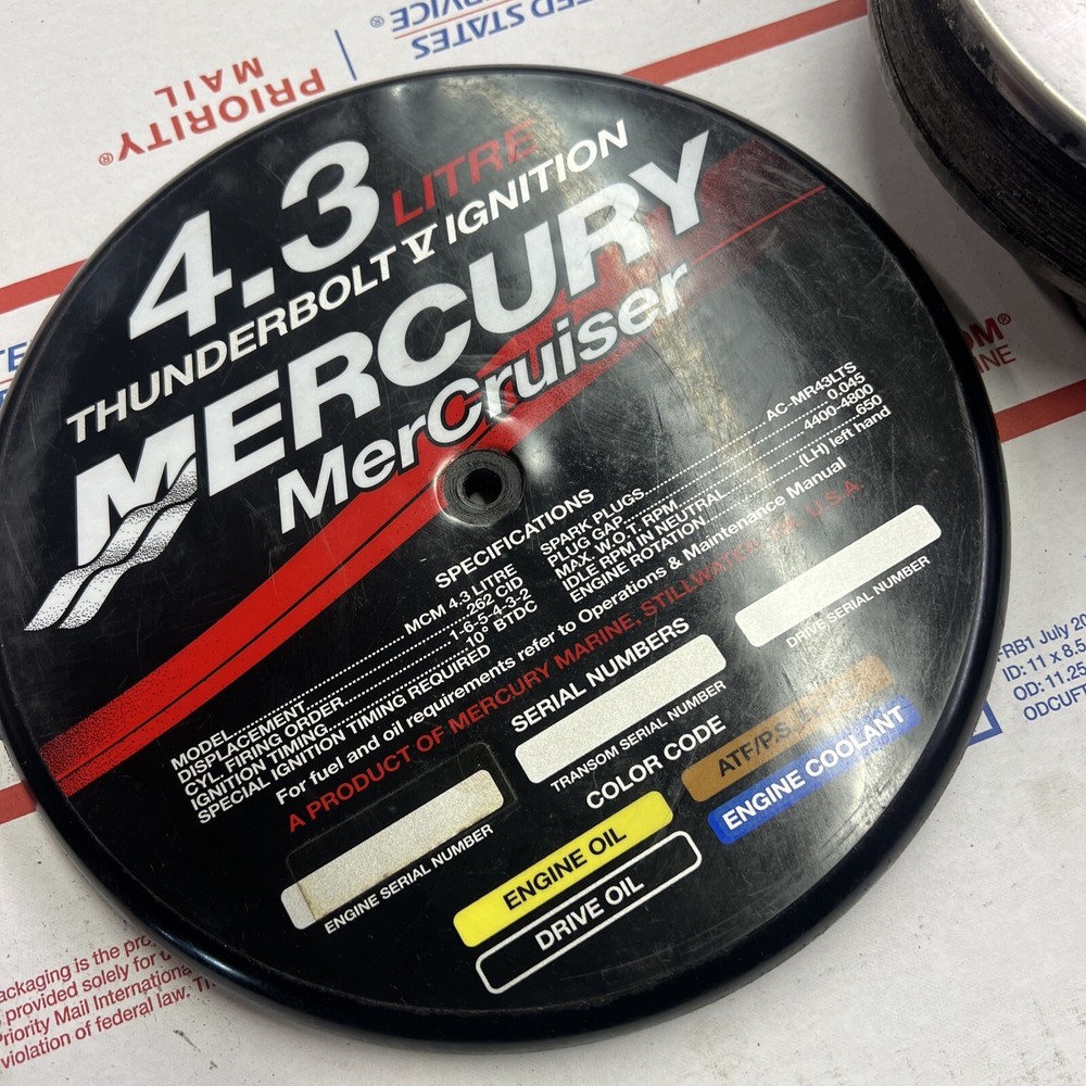 Mercruiser 4.3 engine decal with flame arrestor