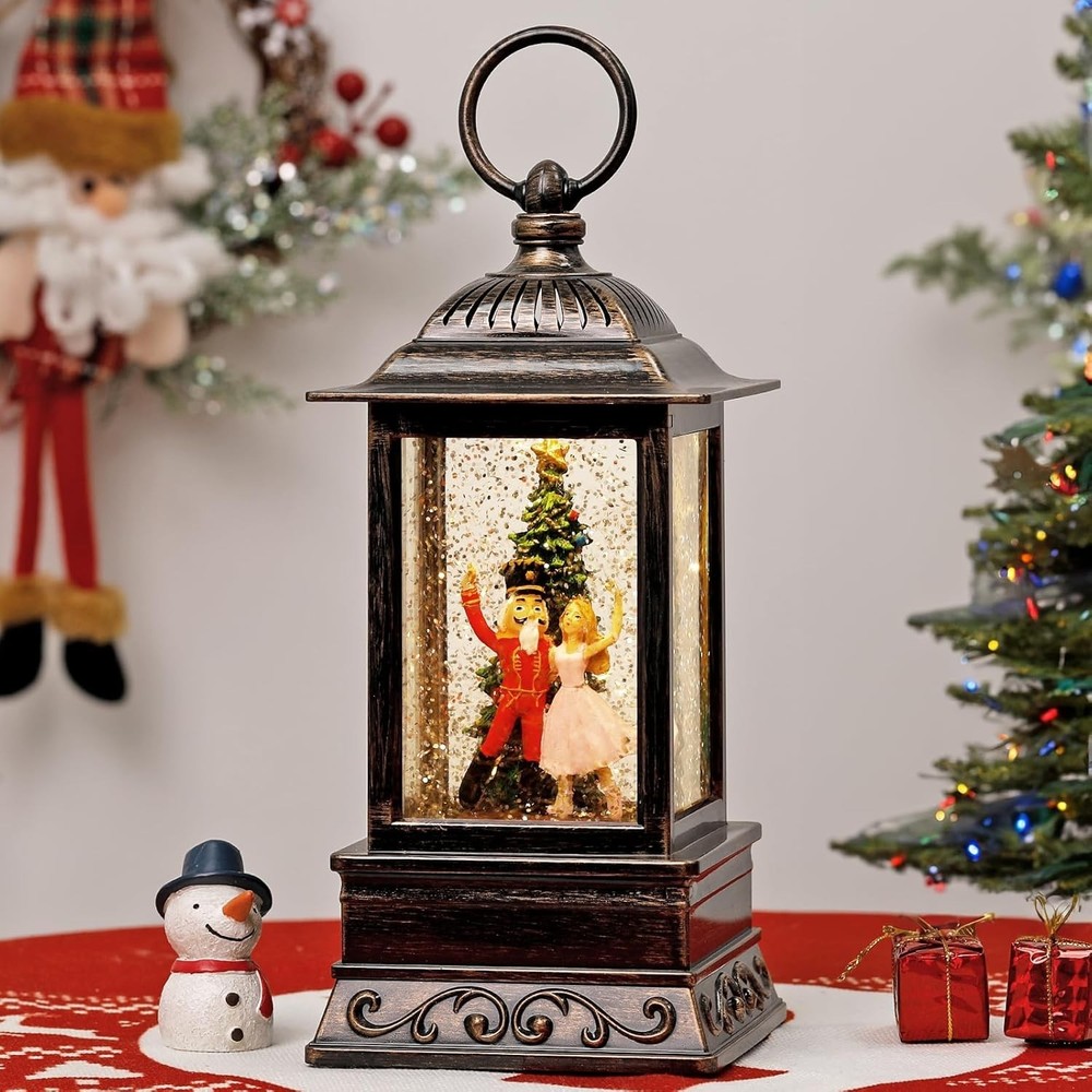 Christmas Snow Globe Decorations, Musical Glitter Nutcracker Lantern with 6H ...